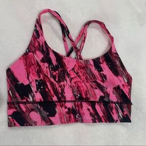 Pink brushstrokes! Lululemon Energy Bra Long Line, Size 8